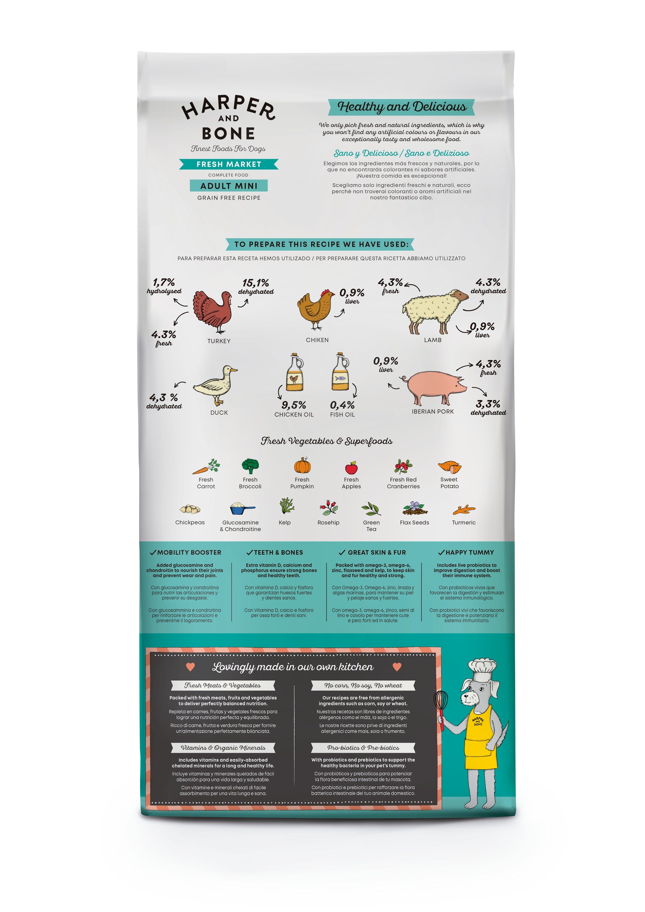 Adult mini - Fresh market - Eend, varken, lam en kalkoen